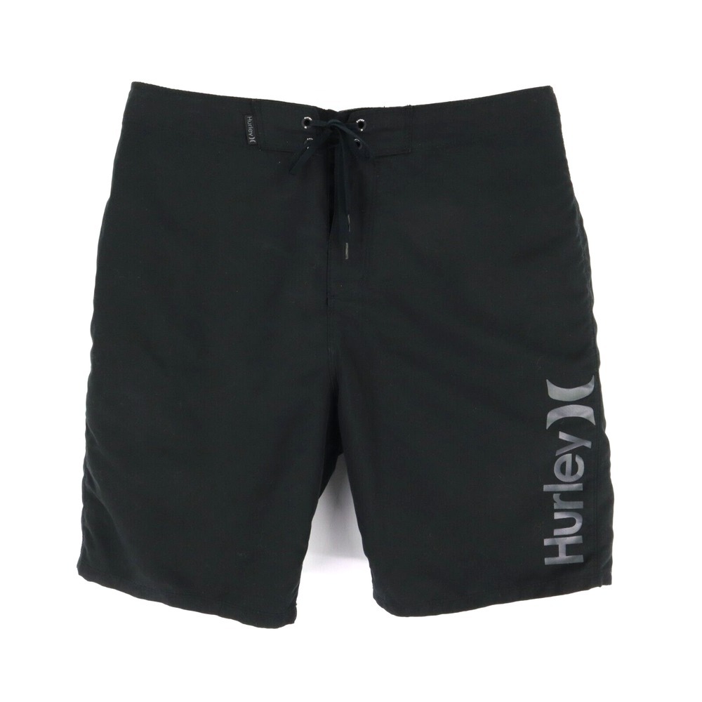 Hurley Activewear Shorts Mens Size 34 Black Polyester Drawstring‎ Back Pocket